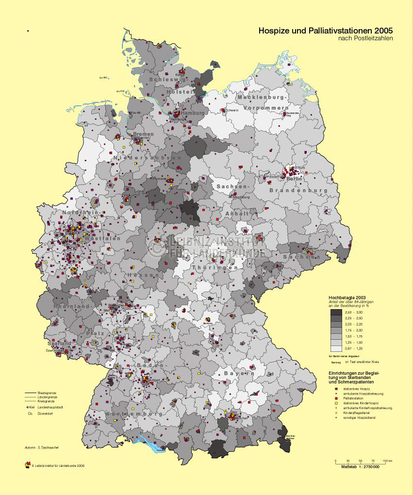 Hospize und Palliativstationen. 2005 | Nationalatlas - Archiv