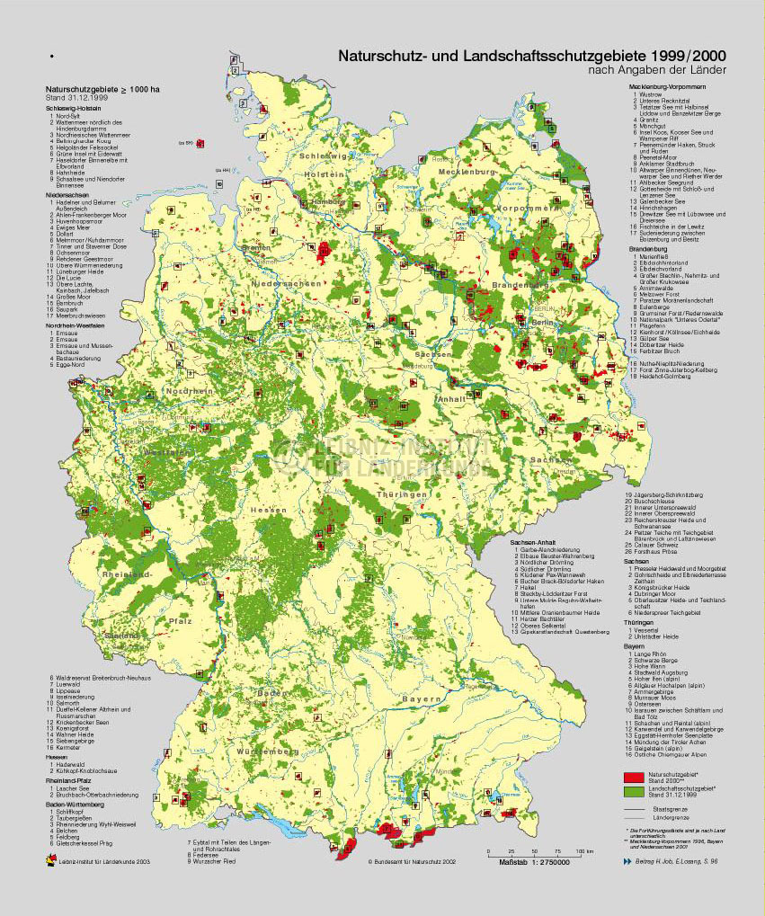 Naturschutz- und Landschaftsschutzgebiete. 1999; 2000 | Nationalatlas