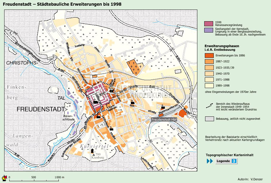 Städtebauliche Erweiterungen. Freudenstadt 1599-1998 | Nationalatlas ...