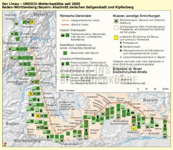 Der Limes – UNESCO-Welterbestätte seit 2005. Baden-Württemberg, Bayern