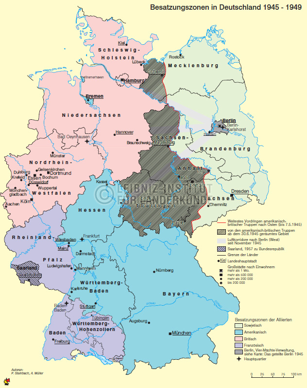 Besatzungszonen. 1945-1949  Nationalatlas - Archiv